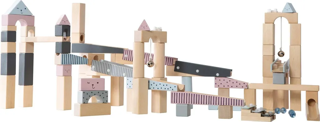Roba Piste à Billes en Bois 100 Pièces - Circuit à Montage Variable Enfant