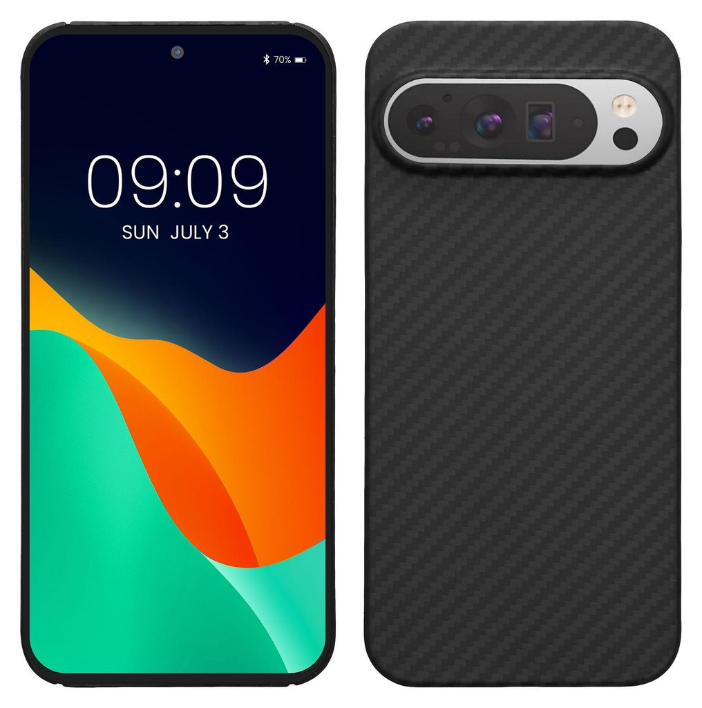 kalibri Schutzhülle kompatibel mit Google Pixel 9 Pro XL - Hülle Aramid - Handy Cover Case Handyhülle Schwarz matt