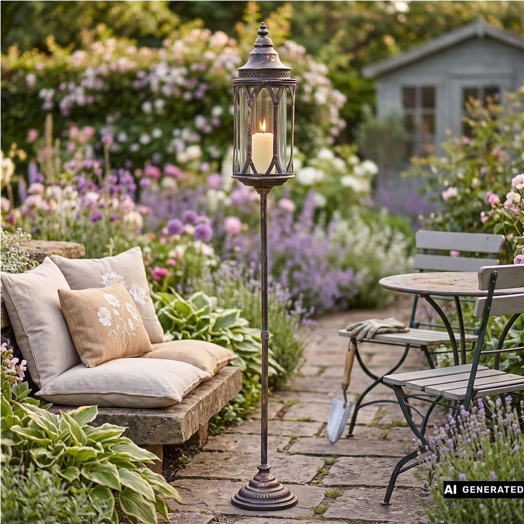 Gartenlaterne "Vintage" aus Metall in kupfer / grau, XXL Produktbild 