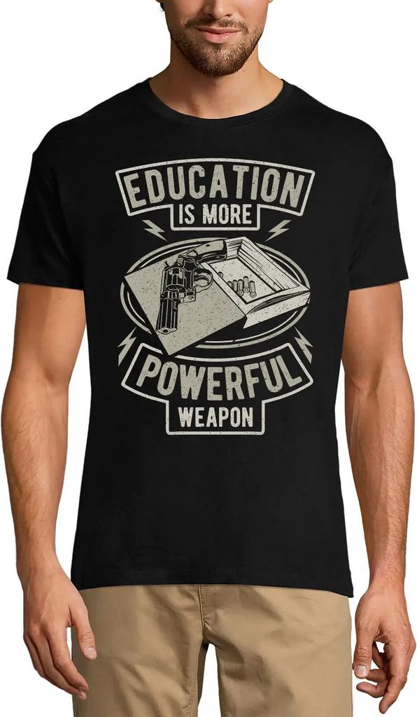 Herren Grafik T-Shirt Bildung ist die stärkere Waffe - – Education Is More Powerful Weapon - – Öko-Verantwortlich Vintage Jahrgang Kurzarm Lu...