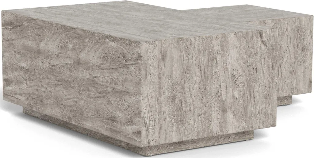 Dice table basse jeu de 2 pcs en marbre gris véritable au design chic - 11