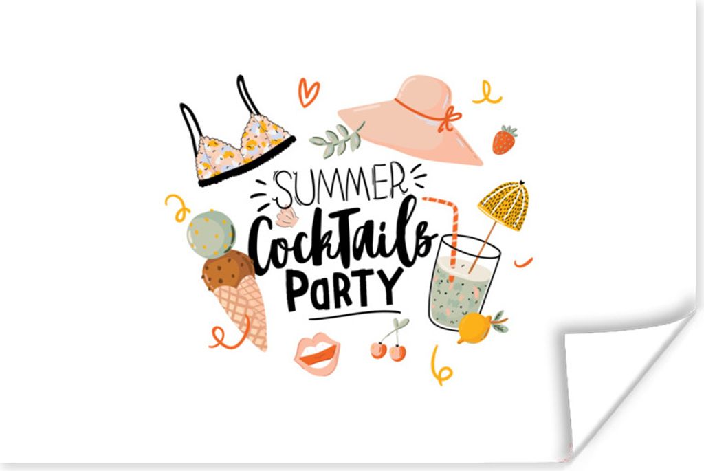 MuchoWow Poster Sommer - Cocktail - Bikini 180x120 cm - Fotoplakat
