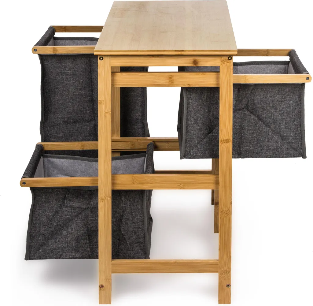 Panier à linge G21 design bambou 38L avec compartiments de rangement