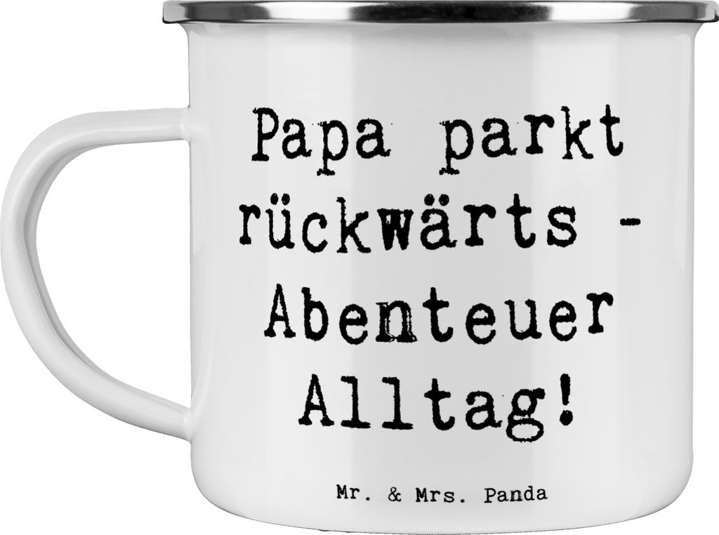 Mr. & Mrs. Panda Teetasse Spruch Vater Abenteuer - Weiß - Geschenk, Vaterliebe, Haferl, Emaille Tasse, Vaterschaft, emaillebecher, Pott, Dankesch...