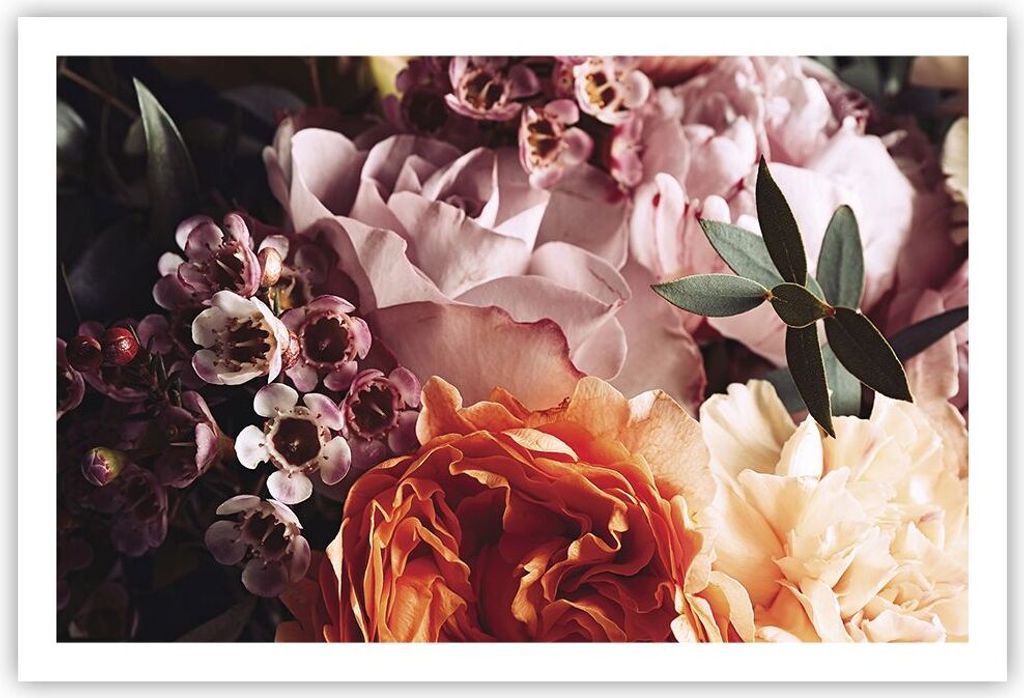 Poster - Poster ohne Rahmen - Blumen Getreide Rosen - 91,5x61 cm - Wand Bild - Wanddeko - Wandbilder - Kunstposter - Wandposter - Bilder - Kunstdru...