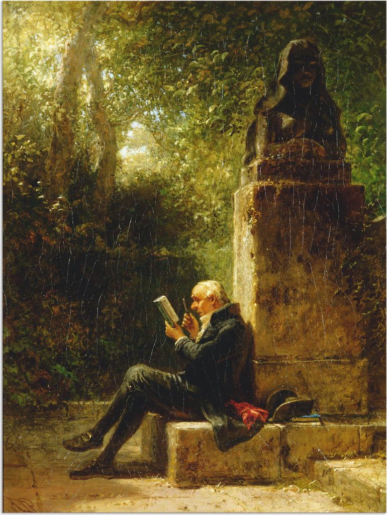 ARTland Wandbild Alu für Innen & Outdoor Der Philosoph (Der Leser im Park) Größe: 90x120 cm
