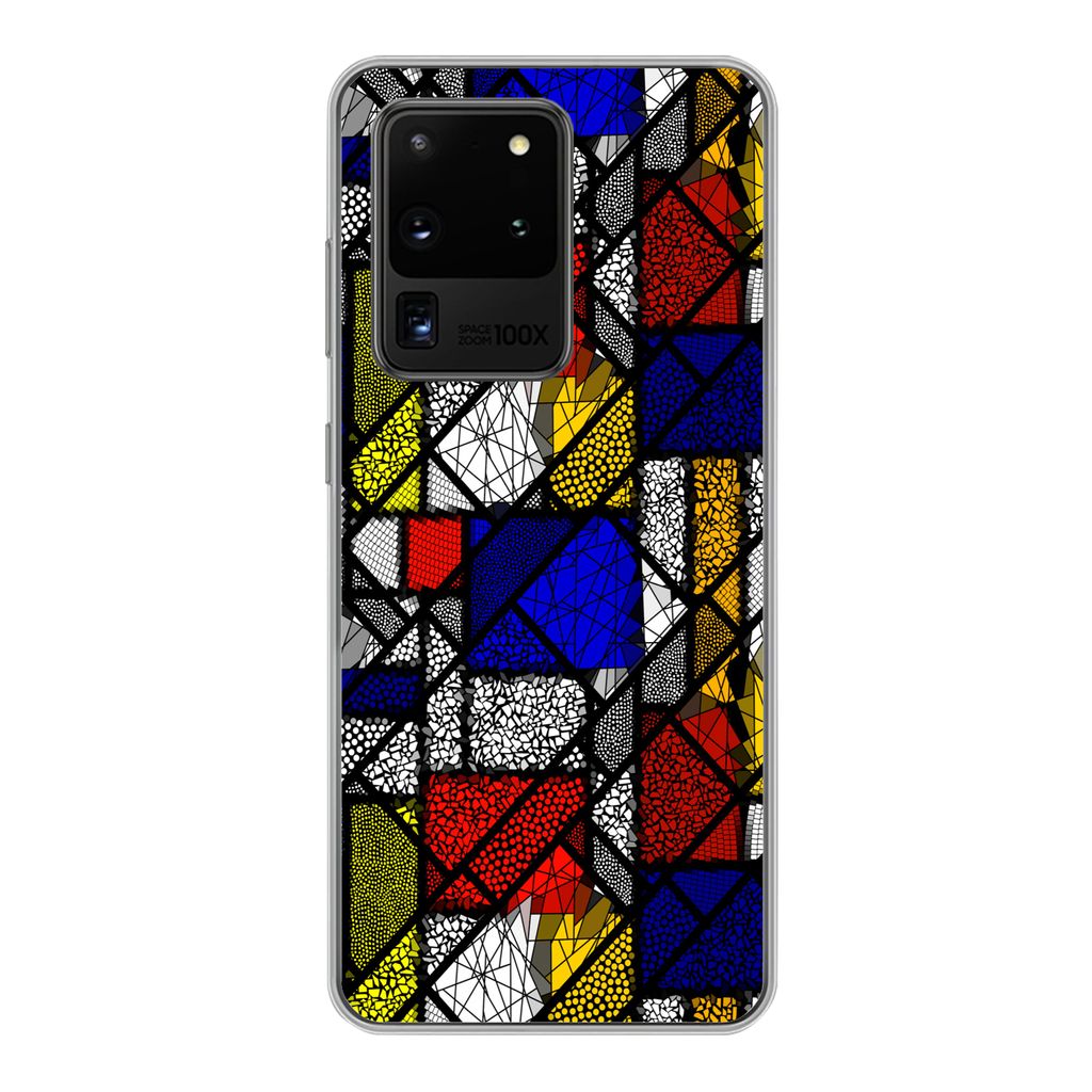 MuchoWow Handyhülle Schutzhülle Hülle für Samsung Galaxy S20 Ultra Mondrian - Glasmalerei - Alte Meister - Kunstwerk - Abstrakt - Malerei Sil...