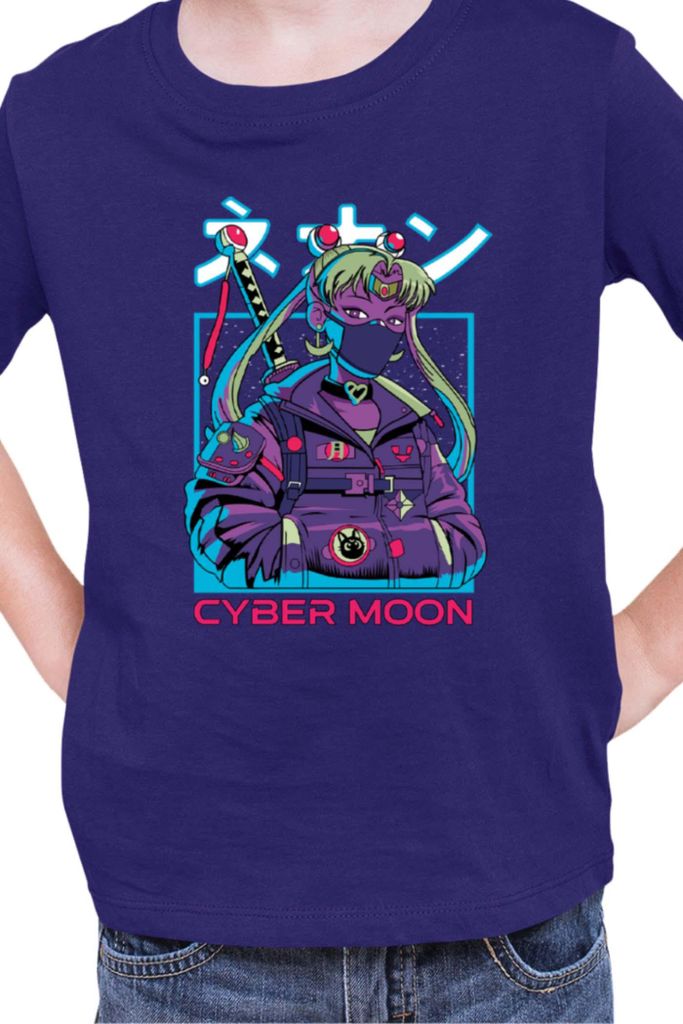 Kinder T-Shirt Japan Manga Anime Comics Animation Sailor Anime Manga Moon 10, 7-8 Jahr - 128 / Dunkelblau