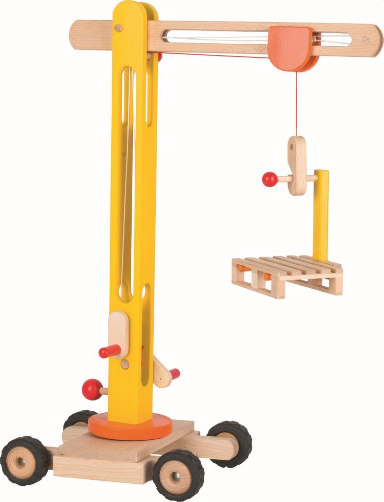 goki Drehkran aus Holz - 64 cm hoch, funktionales Produktbild 