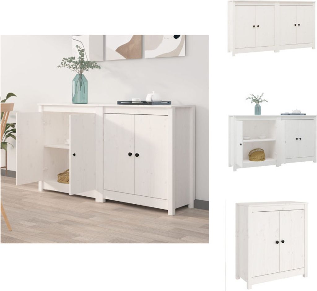 vidaXL Sideboards 2 Stk. Weiß 70x35x80 cm Massivholz Kiefer - Sideboards