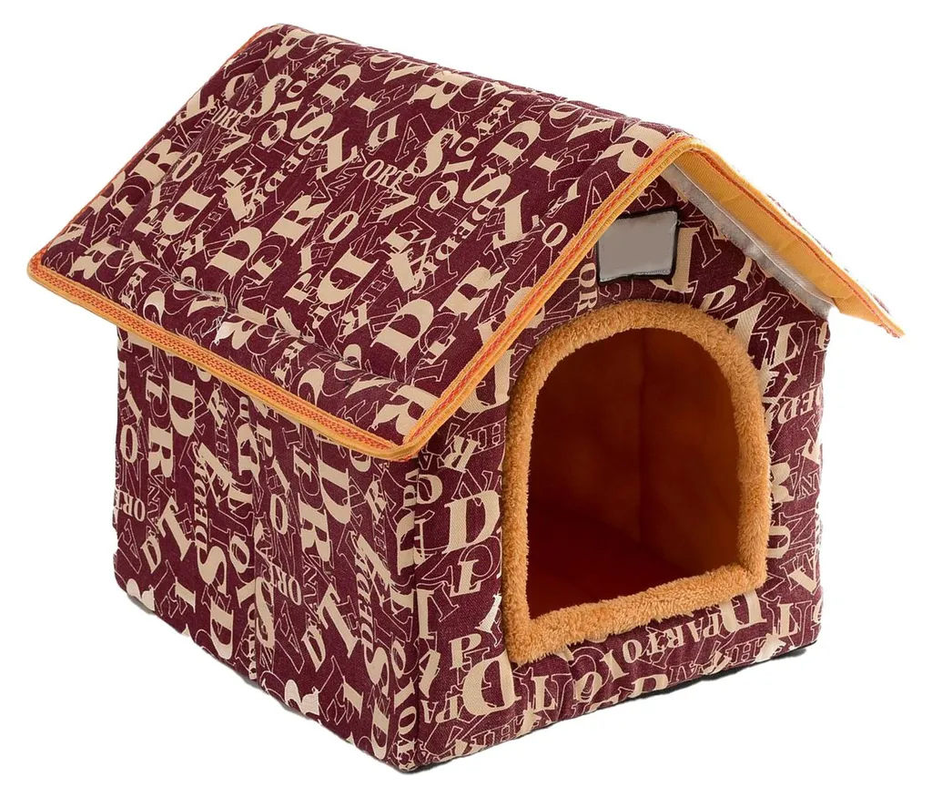 Niche d'intérieur pour chat et petit chien, lit chaud lavable avec lettres