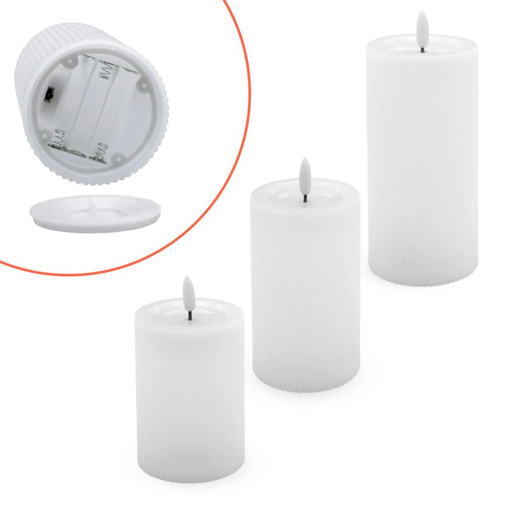 Outdoor LED Kerze mit Timer und Flammen Effekt 3er Set