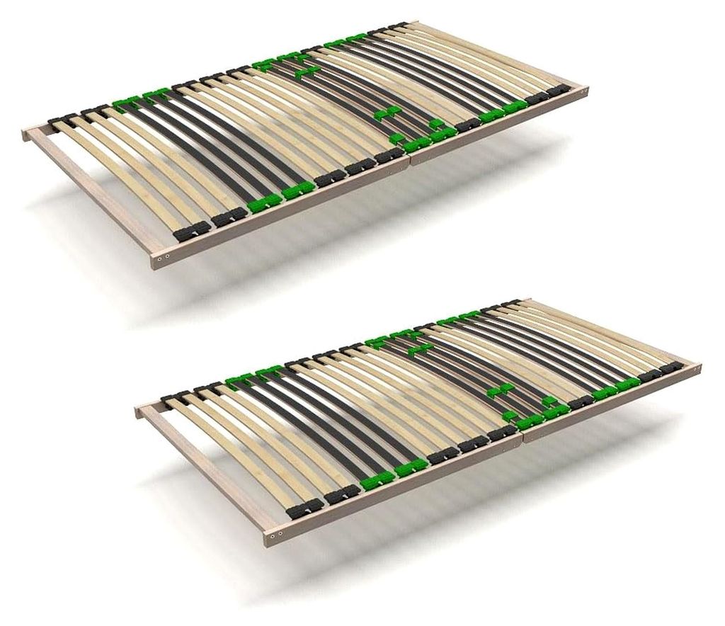 7-Zonen Lattenrost 2er Set - 90x200 - Starr - Auch für Bettgröße 180x200 - Klappbar und vormontiert - 28 Birke Federleisten - Härtegradverstell...