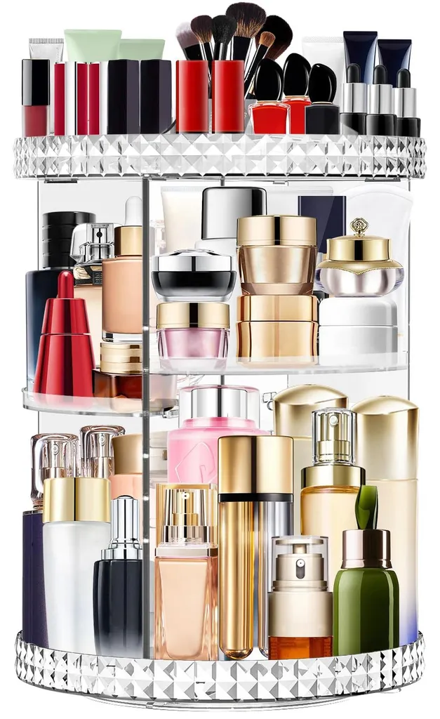 Organiseur de coiffeuse rotatif pour ranger parfums et pinceaux