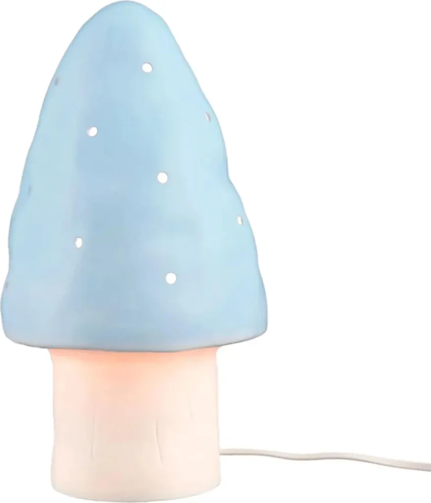 Veilleuse enfant champignon bleu Heico : fini la peur du noir soir