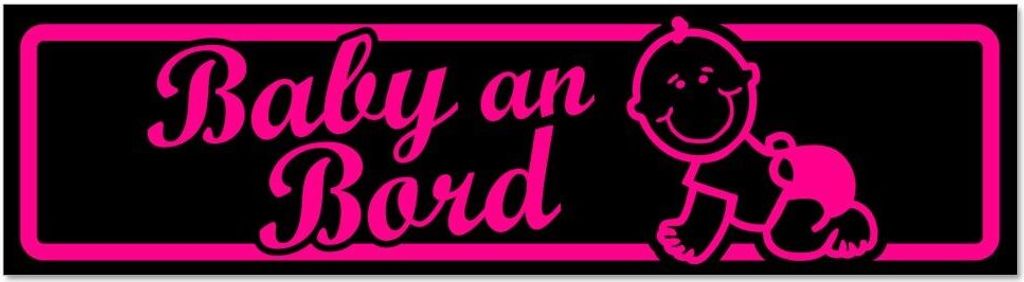 Kiwistar - Autoaufkleber - Pink - Schwarz - 60 x 16 cm - Baby an Bord mit Baby - Hinweis Aufkleber Sticker für Auto, Kfz, Fahrrad, PKW, LKW