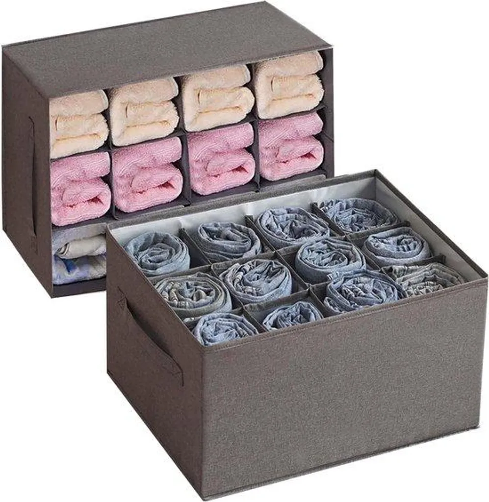 Organisateur de tiroir en tissu gris pour chaussettes et lingerie fine