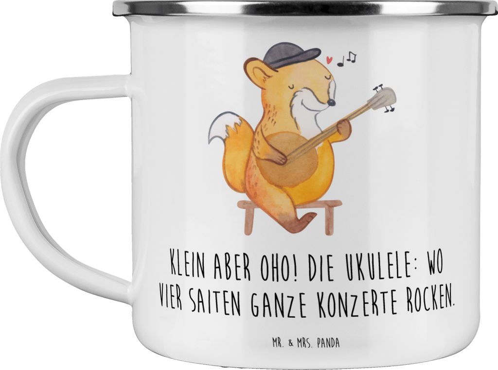 Mr. & Mrs. Panda Emaille Tasse Ukulele Magie - Weiß - Geschenk, Haferl, Pott, becher, Instrument, Musikinstrument, Hawaii, Musik machen, Campingbe...