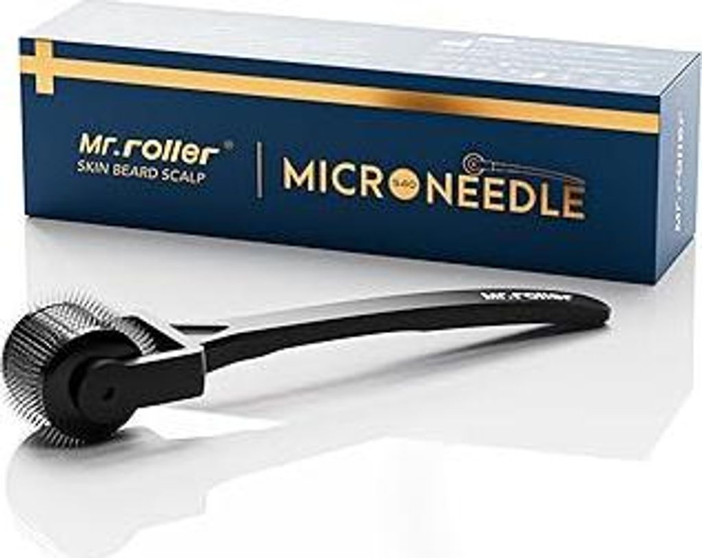 Mr.roller Bartroller 0,5 mm, Derma-Roller Haare, Bartroller Bartwuchs, Microneedling Roller, Derma Roller mit 540 Mikro Titan Nadeln für Gesicht, ...