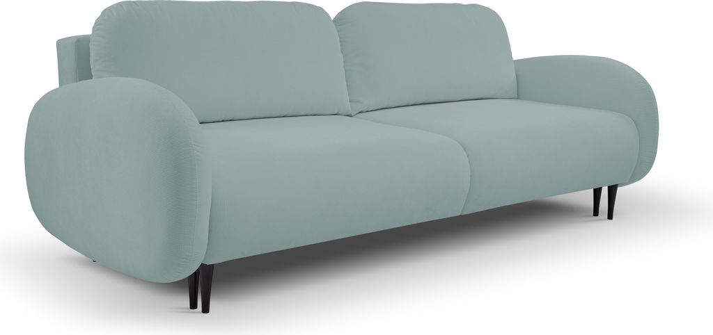 DomoHome SOFT Sofa 2-Sitzer Schlafsofa mit Schlaffunktion Bettkasten 2 Zierkissen – Eleganz Modernes Design für Wohnzimmer und Schlafzimmer Maß...