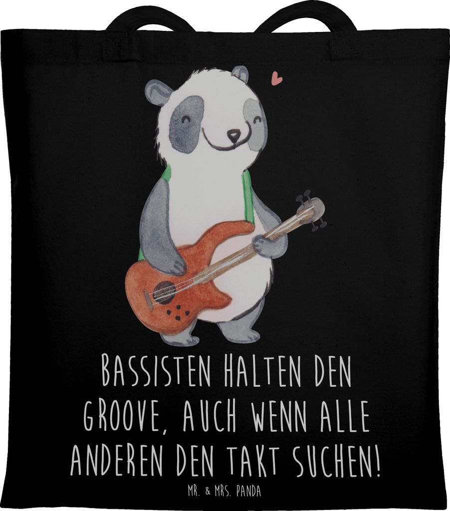 Mr. & Mrs. Panda Einkaufstasche Bassgitarre Groove - Schwarz - Geschenk, Musiker, Jutebeutel, Tote Bag, Musikband, Schultasche, Laptoptasche, Lerne...