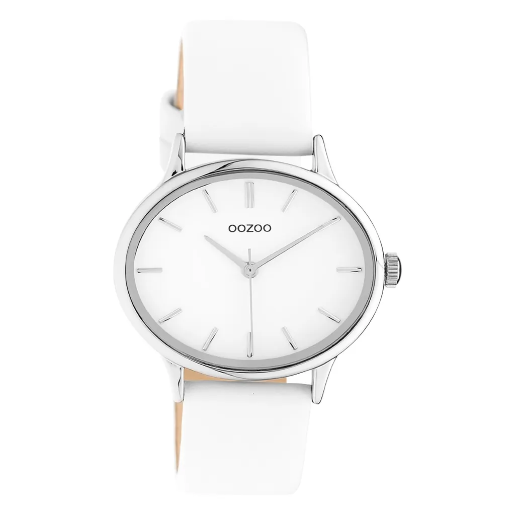 Montre femme blanche Oozoo C10940 bracelet cuir et mouvement quartz