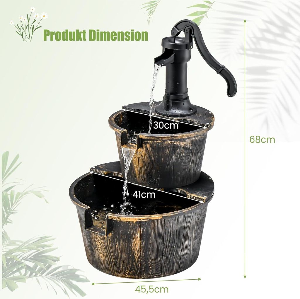 GOPLUS Gartenbrunnen Holz, Springbrunnen Zierbrunnen mit Produktbild 5