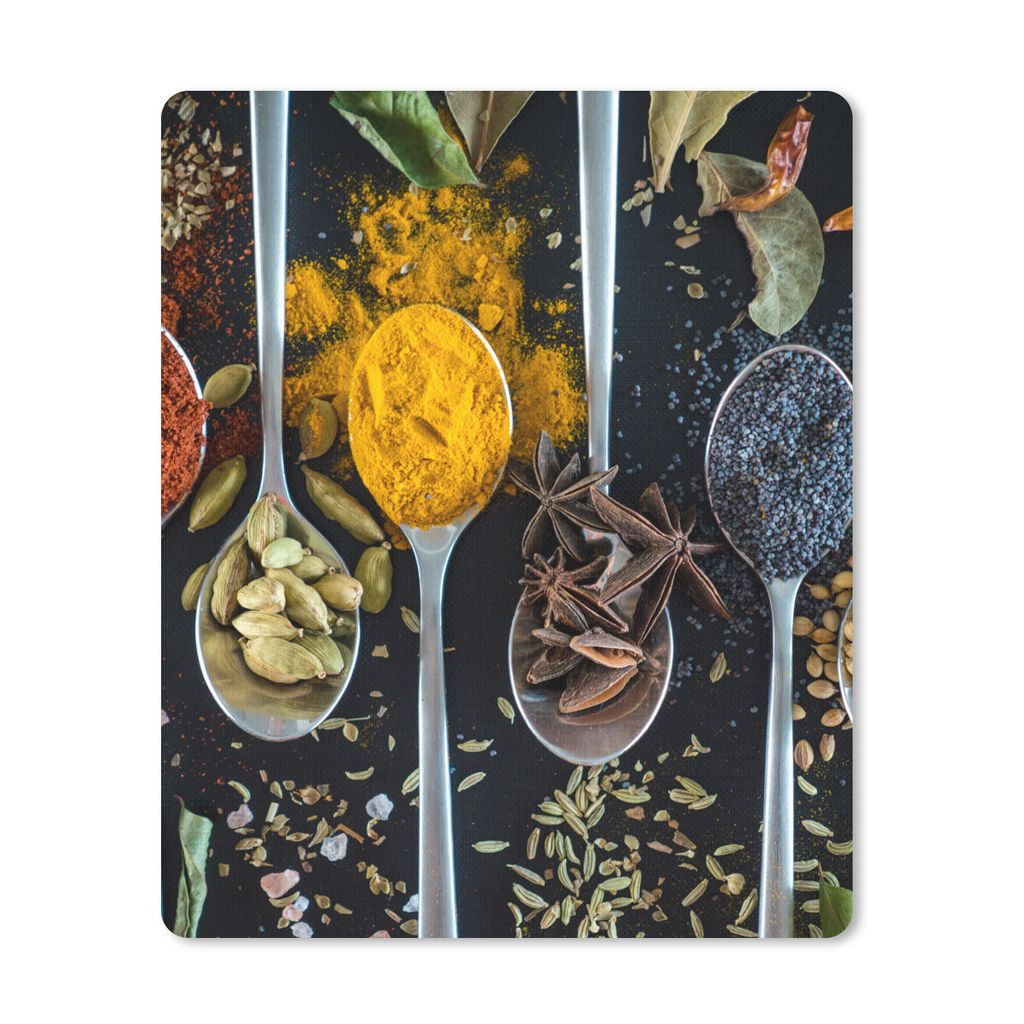 MuchoWow Mauspad Mousepad Kräuter - Löffel - Gewürze - Schwarz - Küche 19x23 cm - Mousepads - Maus Mat - Pad - Mausunterlage - Mauspads - Spi...