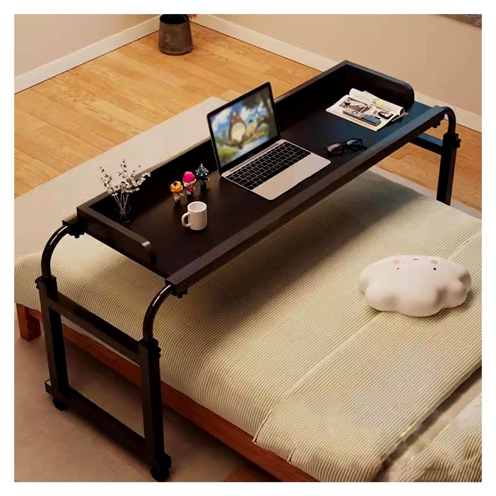 Höhenverstellbarer Überbetttisch mit Rollen, 65-95 cm, Laptopwagen für Nachttisch, Rolltisch, medizinischer Tisch, Essens-Tablett, Schreibtisch
