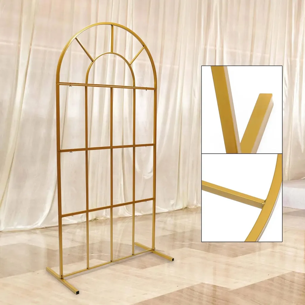 Arche de mariage dorée en forme de tonneau 100 cm support métal robuste - 2