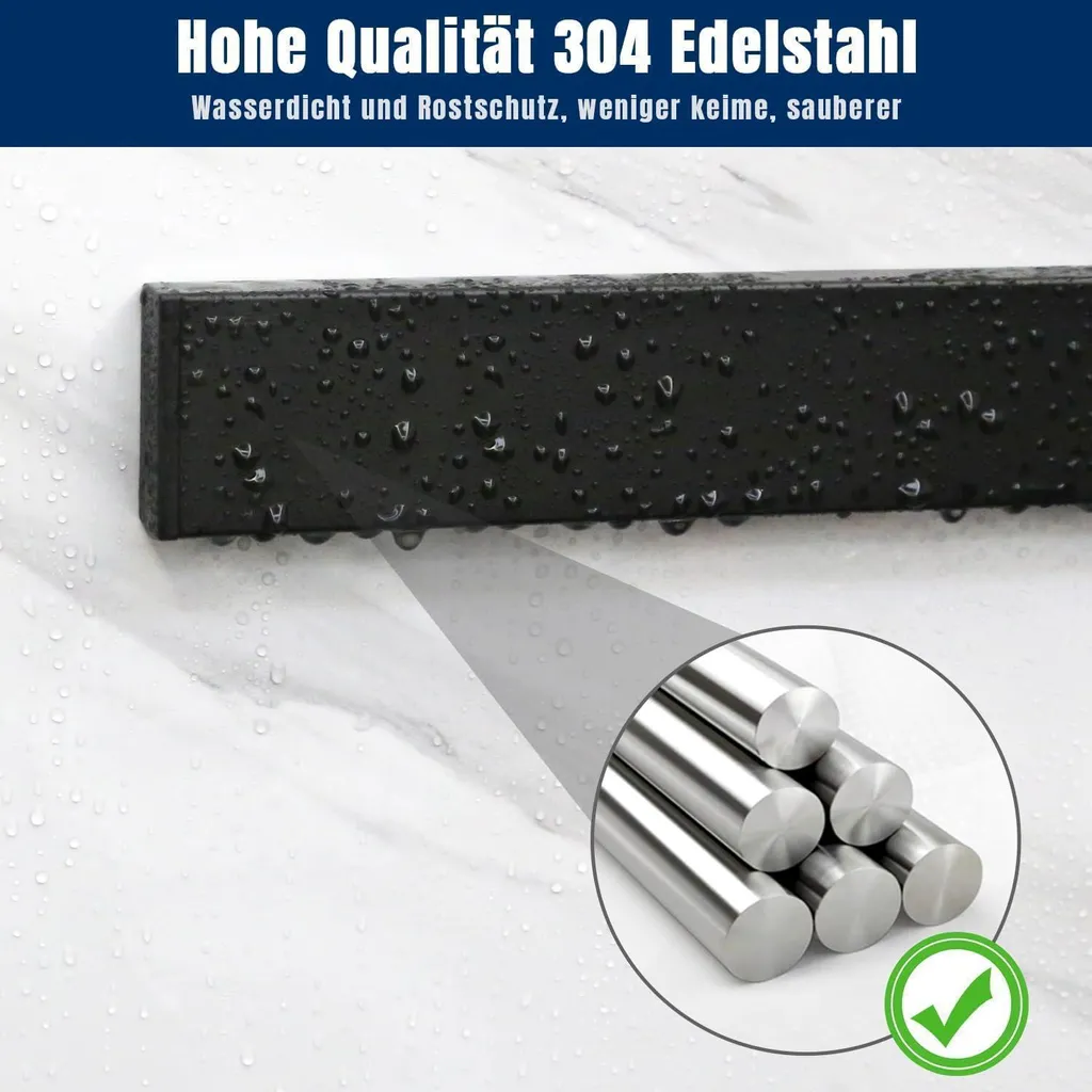 Barra Magnetica Portacoltelli In Bambù 40cm - Fissaggio A Muro Con Viti E Nastro Adesivo 3M Incluso - 2