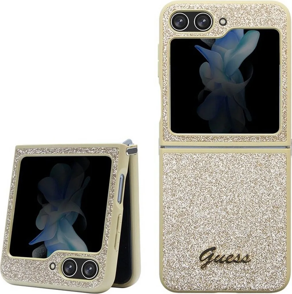 Custodia Samsung Z Flip 5 Guess Glitter Script Gold - Originale F731