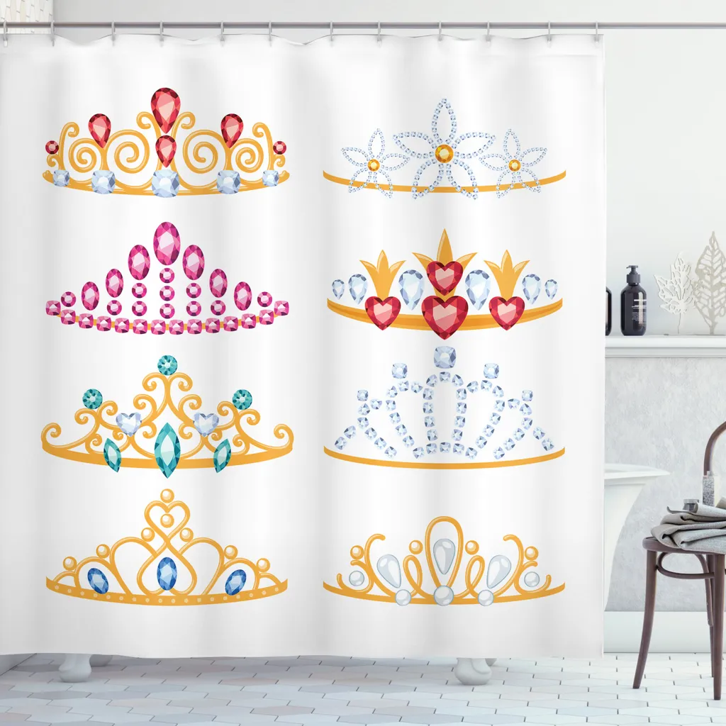 Tenda Doccia ABAKUHAUS per Ragazze: Design con Diademi e Pietre - 175x180cm