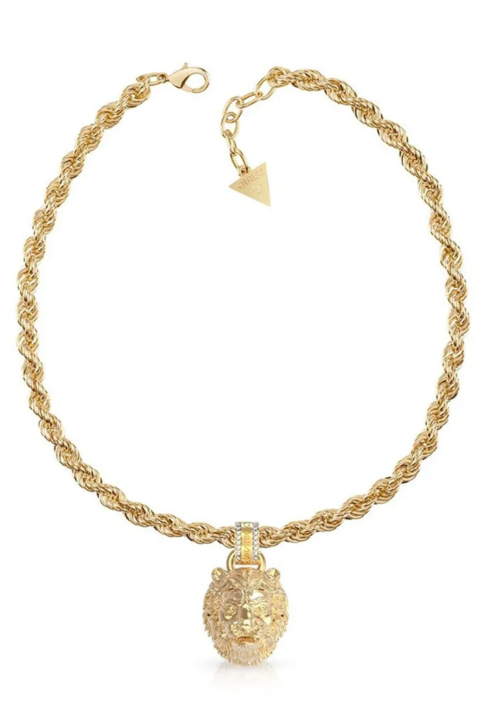 Collier Guess JUMN01305JWYGT/U en acier doré pour homme chic