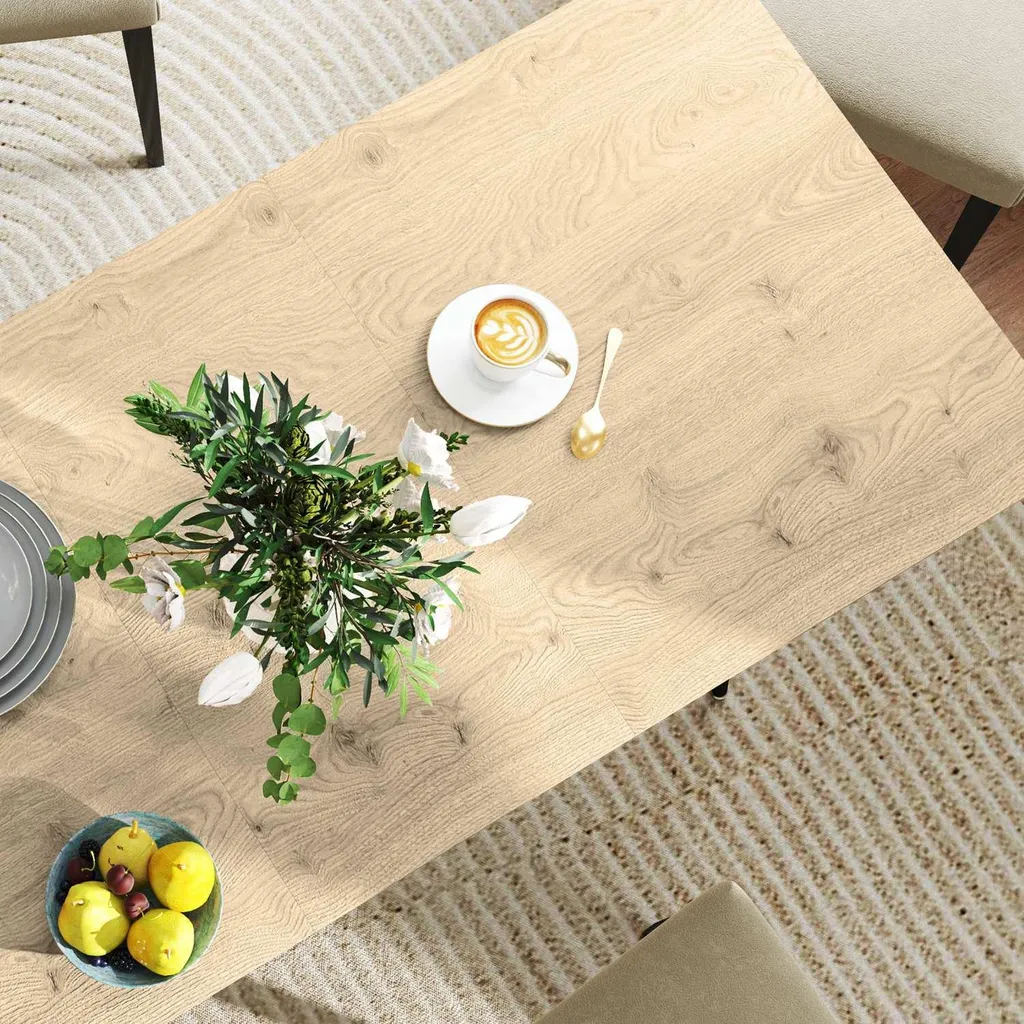 Grande table à manger extensible stable et robuste, bois et métal - 8