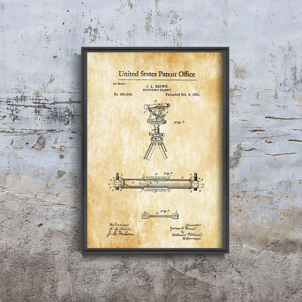 Poster - Canvas - Leinwand - 21 cm x 29,7 cm - Fotoposter - Leinwandkunst - Vermessungs Transit Brown us-Patent