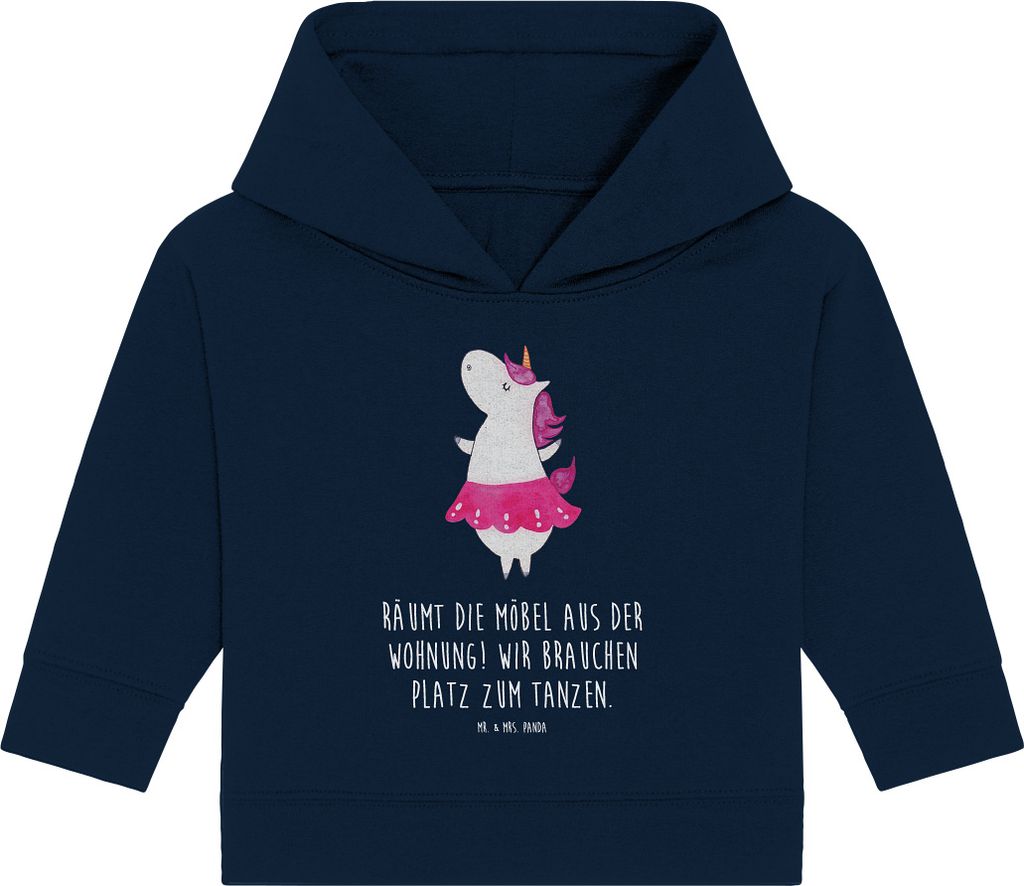 Mr. & Mrs. Panda Organic Baby Hoodie Einhorn Ballerina 24. - 36. Monat - French Navy - Geschenk, Kapuzenshirt, Wohnung, Unicorn, Kapuzensweatshirt,...