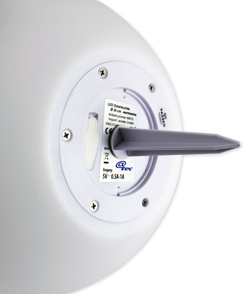 LED Kugelleuchte Solarkugel 30 cm Gartenlampe warmweiss Produktbild 2