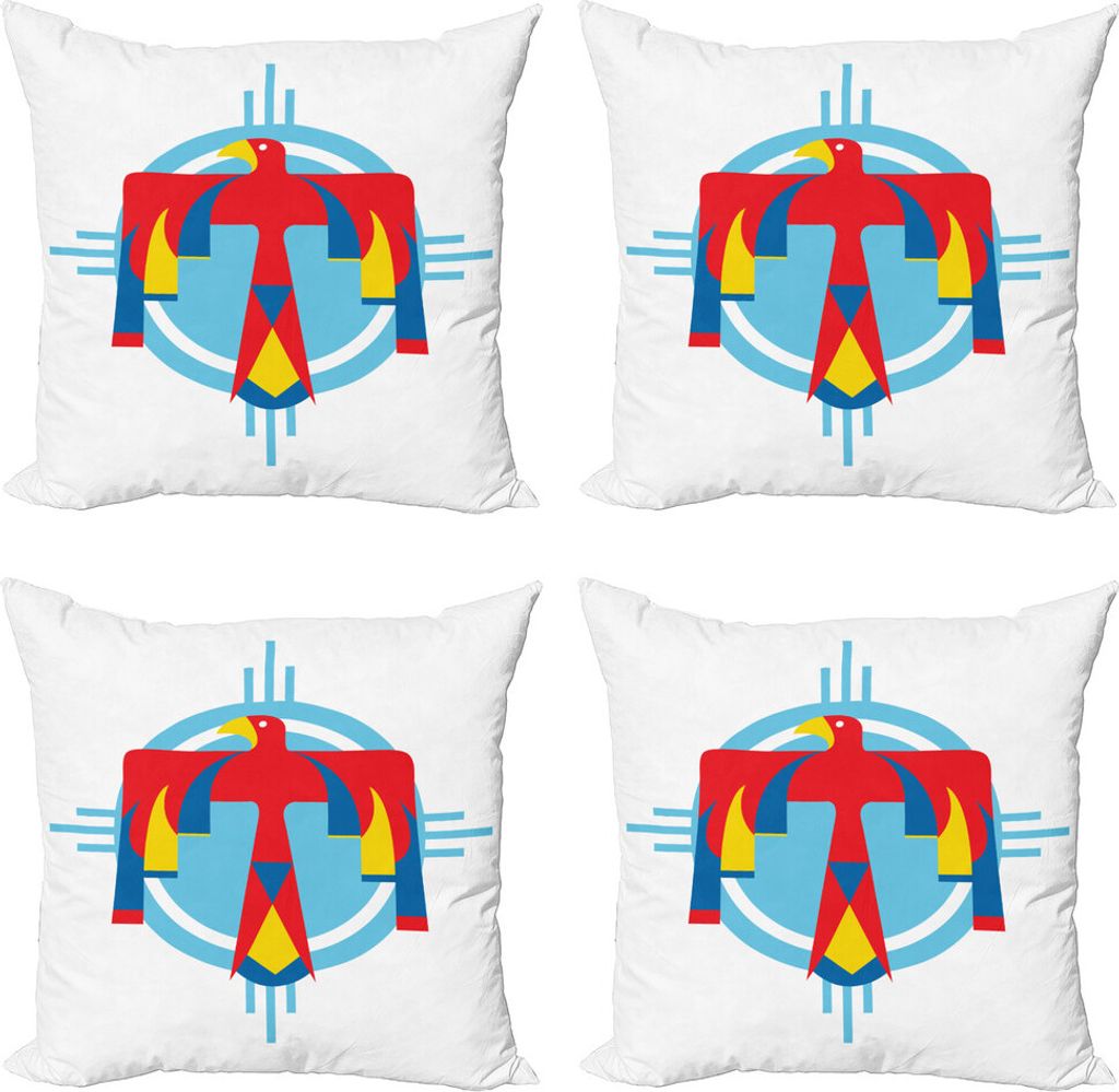 ABAKUHAUS südwestlich Kissenbezug Set (4 Stück), Thunderbird, Moderner Doppelseitiger Digitaldruck, 40 cm x 40 cm, Mehrfarbig