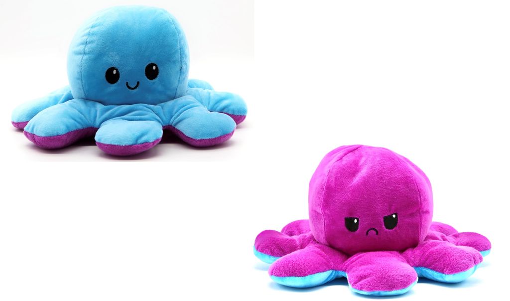 Flip-Plüschtier Octopus Toy Doppelseitiges Wendepuppe Stofftierpuppe Gelb Lila 