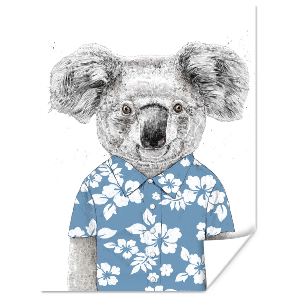 MuchoWow Poster Koala - Blumen - Sommer - Blau 30x40 cm - Wandplakat - Poster Kinderzimmer