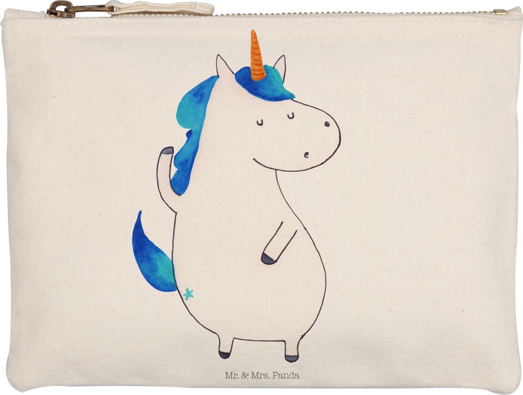 Mr. & Mrs. Panda toiletry bag Einhorn Mann Größe M - Weiß - Geschenk, Hübsch, Schlampermäppchen, Pinseltasche, BFF, Party, Kulturbeutel, Etui,...