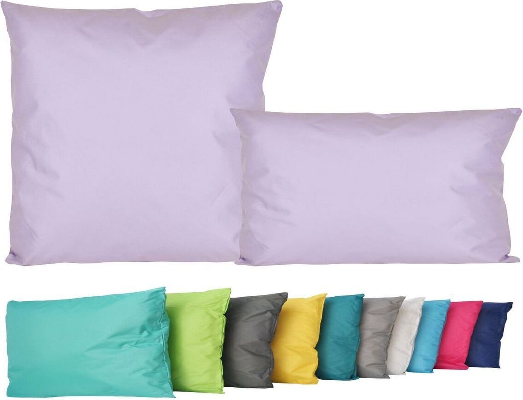 2er Set Outdoor Lounge Kissen Set 45x45cm + 30x50cm Dekokissen Inkl. Füllung Wasserfest Sitzkissen Garten Lotus Effekt, Farbe:Flieder