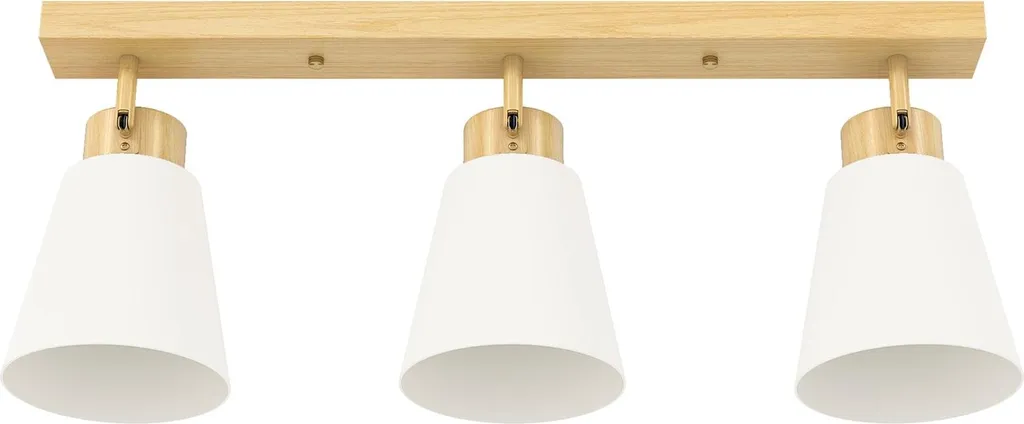 Plafonnier LED 40W avec têtes orientables et douilles E27 décor bois