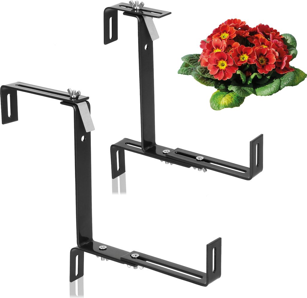 com-four 2x Premium Blumenkastenhalter für Balkon-Brüstungen und Geländer - flexible Befestigung aus rostfreiem Edelstahl für Pflanzkästen -...