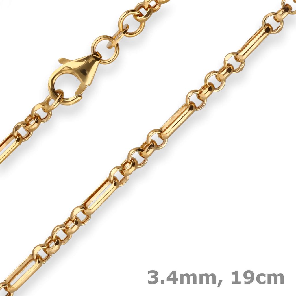 3,4mm Armband Fantasiekette Goldarmband Armschmuck aus 375 Gold Gelbgold 19cm