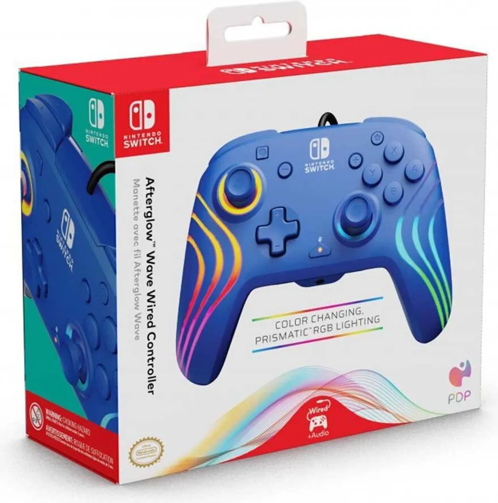 Manette Switch Afterglow Wave Bleue avec Éclairage LED et Audio Intégré
