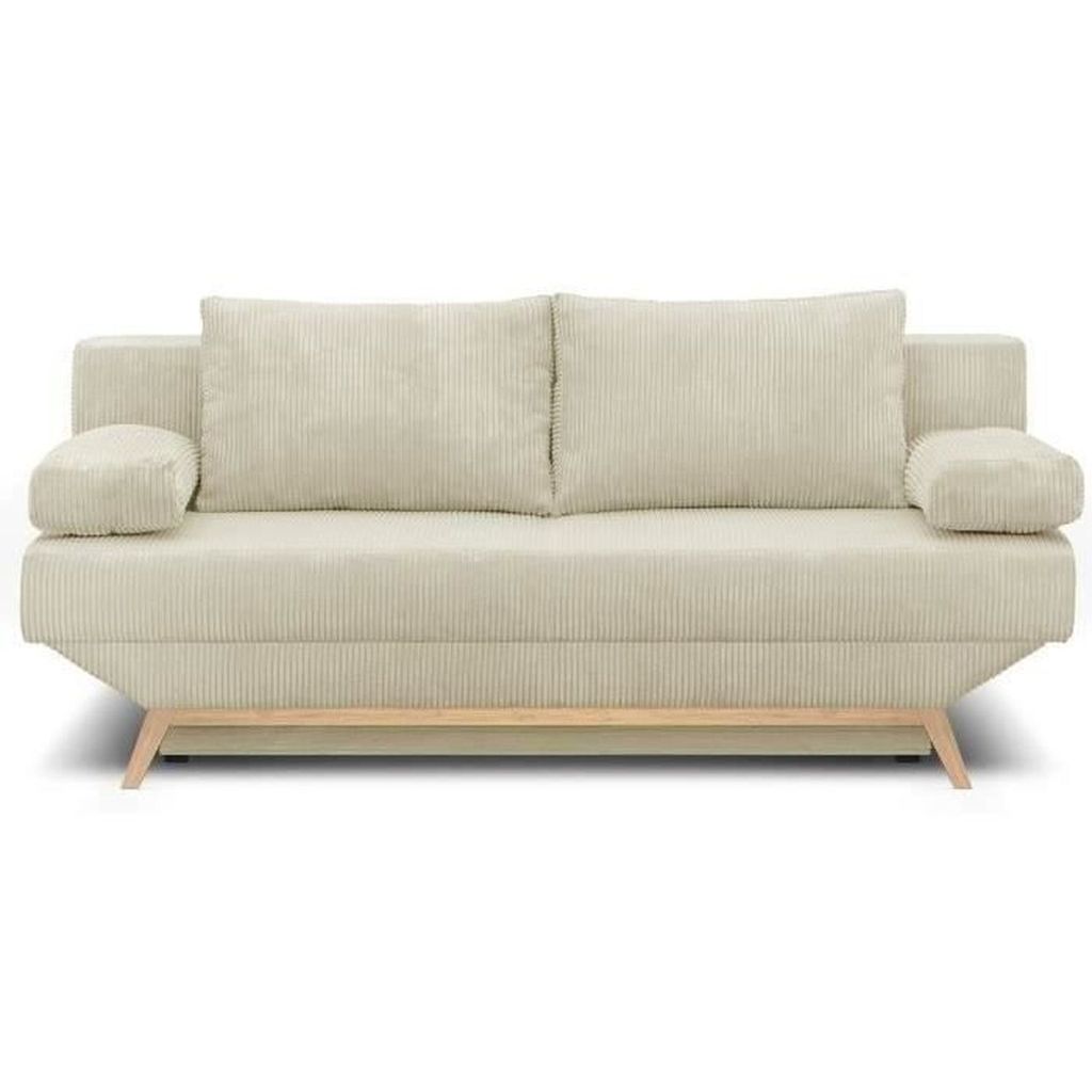 Umwandelbare 3-Sitzer-Bank - Aufbewahrungsbox - Beigefarbener Cordstoff - 190 x 92 x 84 cm - TEIJO