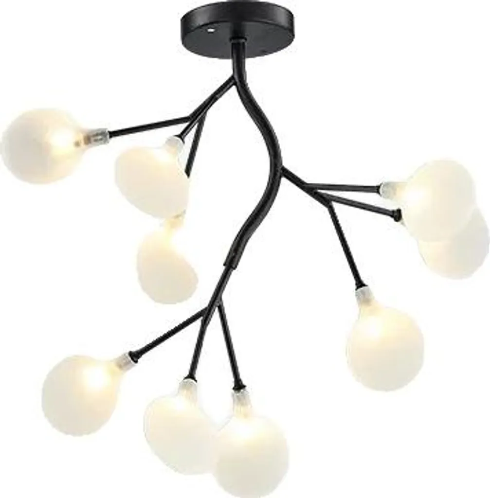 Lustre design moderne LED 9 têtes noir blanc chaud pour salon chic