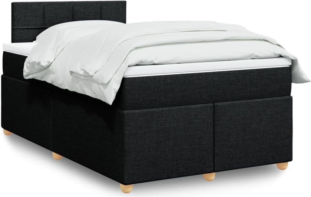 Möbel Boxspringbett mit Matratze Schwarz 120x190 cm Stoff - Bettrahmen 3286621